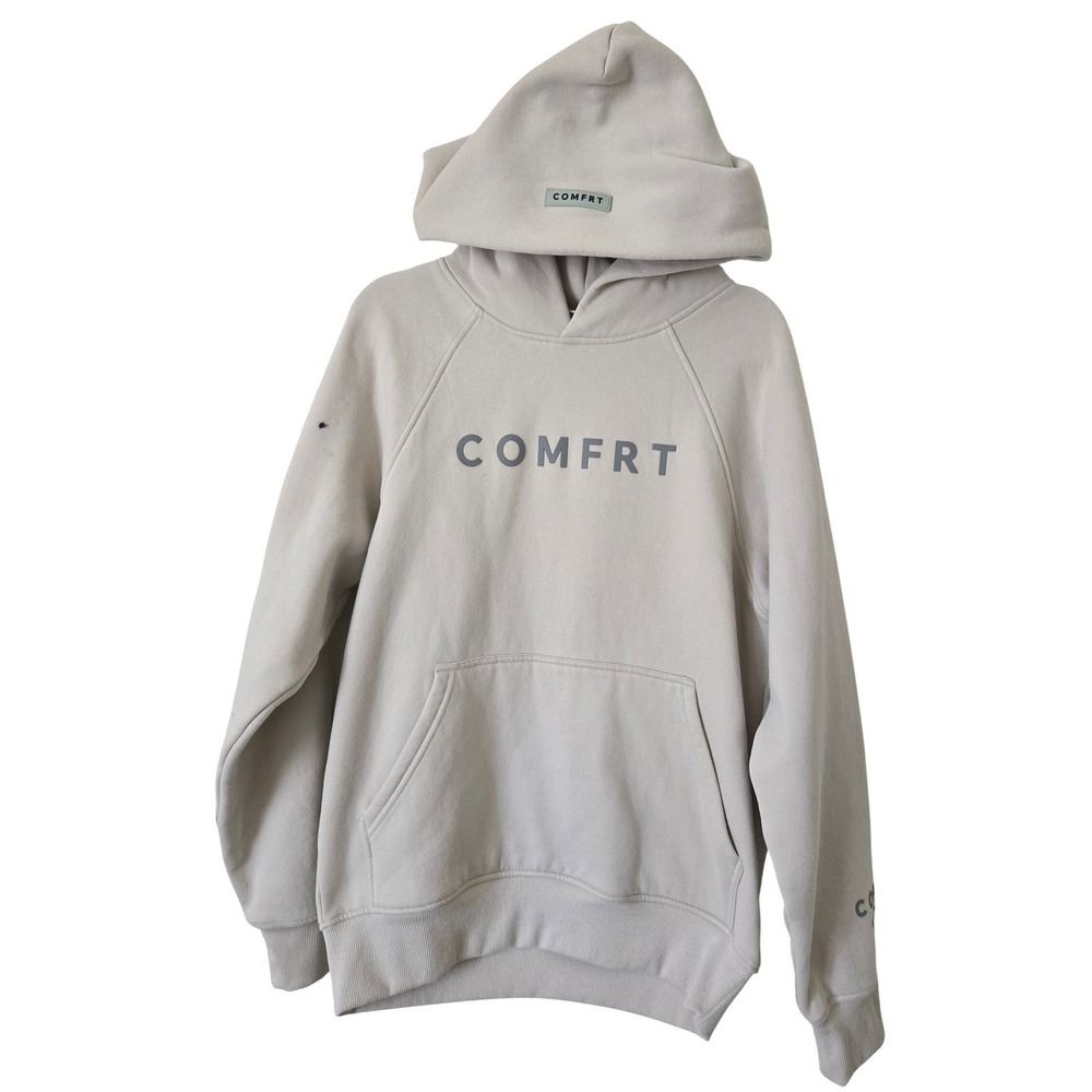 Comfrt Womens XS Tranquil Hoodie Beige Heavyweight Fleece Pullover Oversized